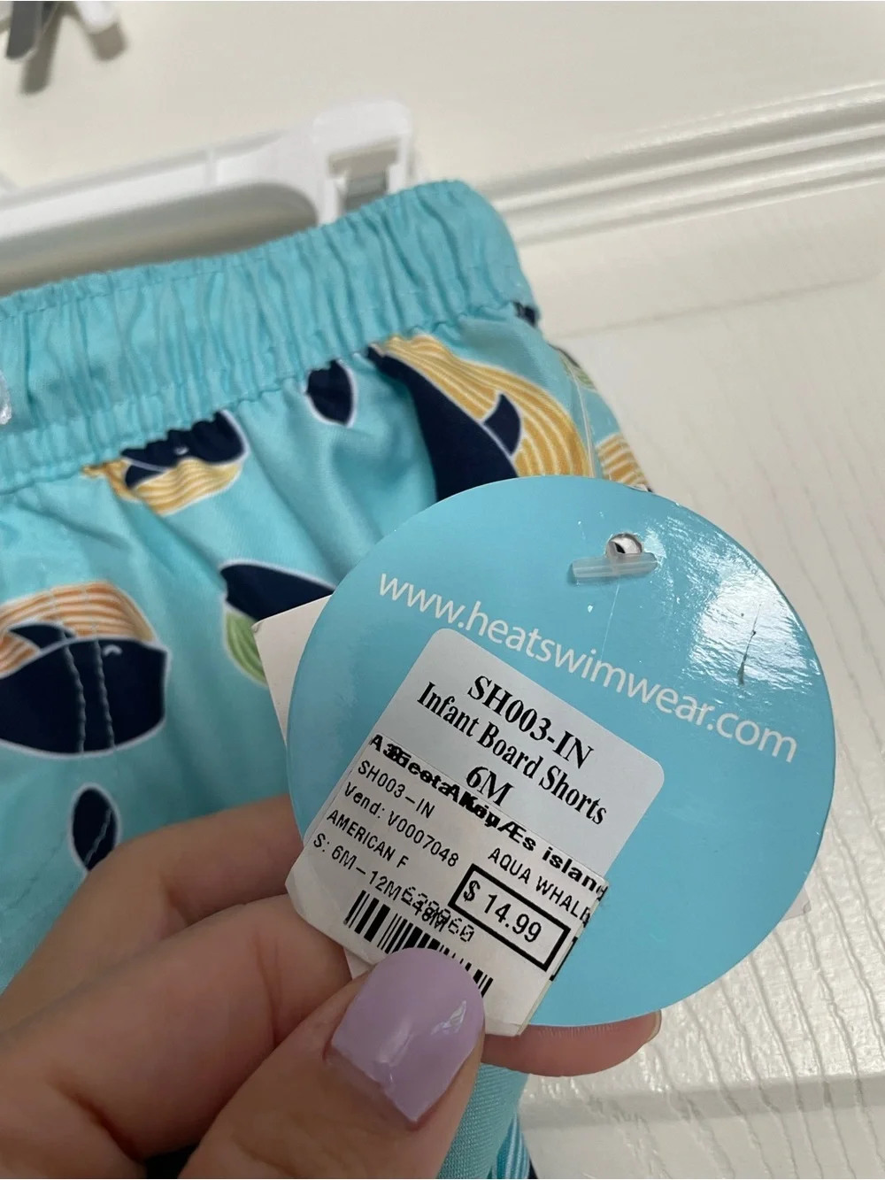 NWT Heat Swimwear INC Kids 3-6 months Whale Print Swim Shorts Light Blue